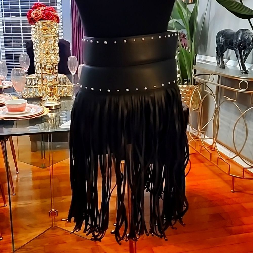 Bcbgmaxazria fringe belt sz small